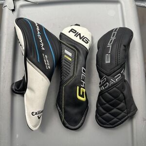 Callaway Ping Cobra Hybrid 4H Headcovers LOT of 3 Black Golf Club Rescue Covers